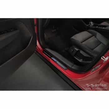 Seuils de porte en acier inoxydable noir brillant sur mesure pour Volvo XC40 2018- 'Hybrid' - 4 pièces