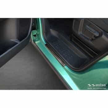 Seuils de porte en acier inoxydable noirs sur mesure pour Volkswagen ID.Buzz 2022 - - 'Lines' - 2 pièces