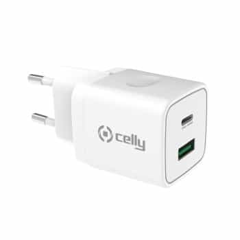 Chargeur domestique Celly USB-C 20W + USB 18W