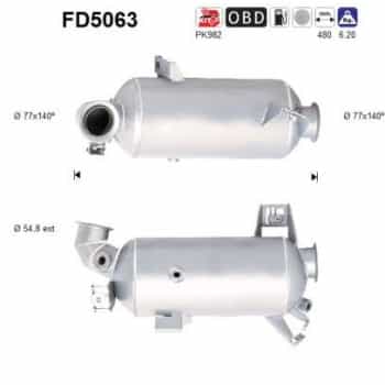 Filtre à particules / à suie, échappement FD5063 AS