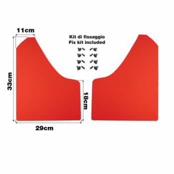 Kit de bavettes universelles Simoni Racing - Noir - vis de fixation incluses - ABS rouge