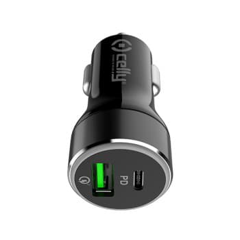 Celly Chargeur voiture USB + USB-C QC30
