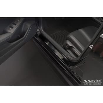 Seuils de porte en acier inoxydable noirs sur mesure pour Honda Civic XI 2022 - 'Lines' - 4 pièces