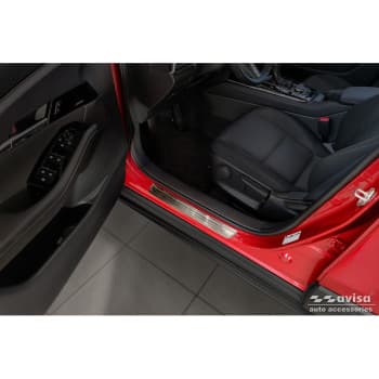 Seuils de porte en acier inoxydable sur mesure pour Mazda CX-30 2019 - - 'Lines' - 4 pièces