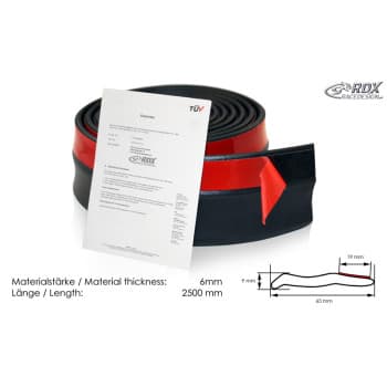 Aileron avant/jupe latérale universel RDX Safe 'N Style 250 cm en caoutchouc EPDM noir