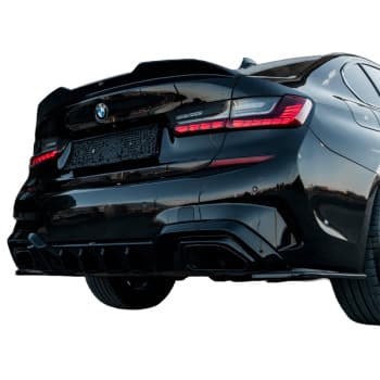 Diffuseur de jupe de pare-chocs arrière unidirectionnel pour BMW Série 3 G20/G21 M-Pack 2018-2022 – Noir brillant